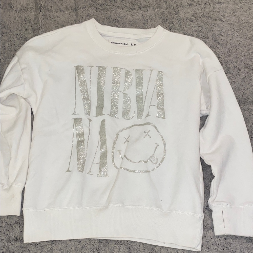 Abercrombie Kids Ivory Top with Glittery Silver Detail